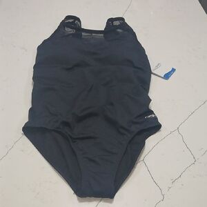 Dolfin Black One Piece Swin Suit Sz12 Padded New With Tag
